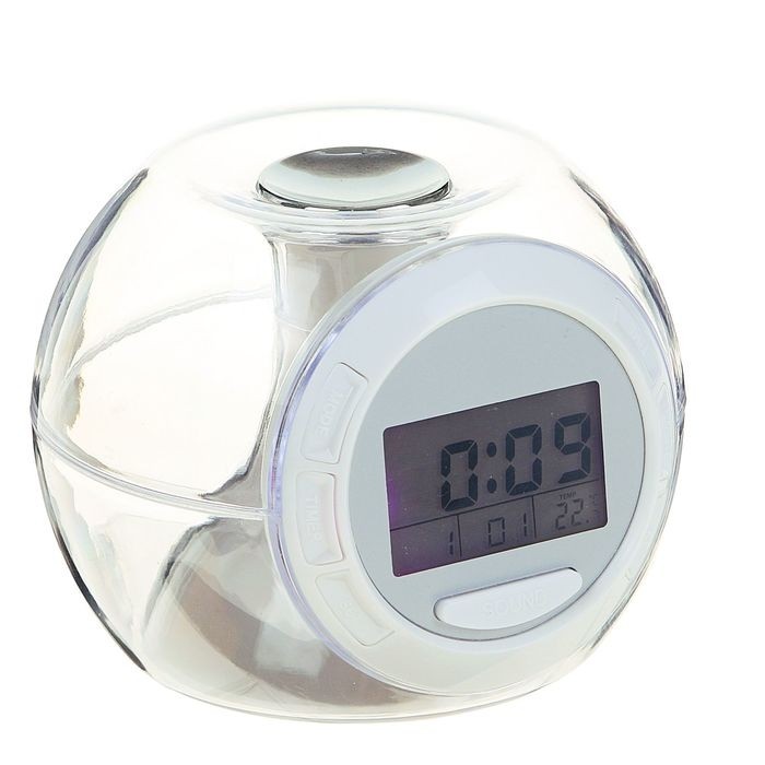 Часы - будильник Luazon LB-06, 7 цветов дисплея, 6 мелодий, прозрачный