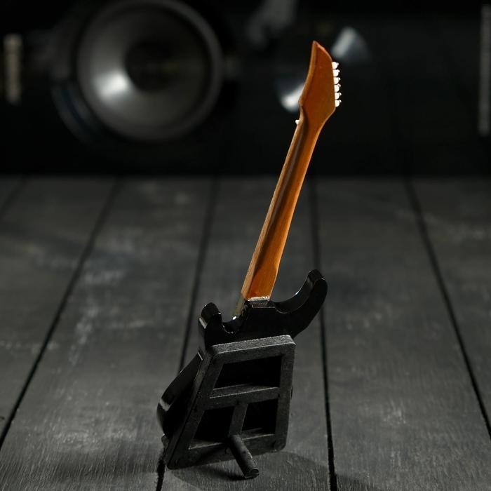 Гитара сувенирная Ibanez, на подставке, 24×8×2 см, чёрно-белая