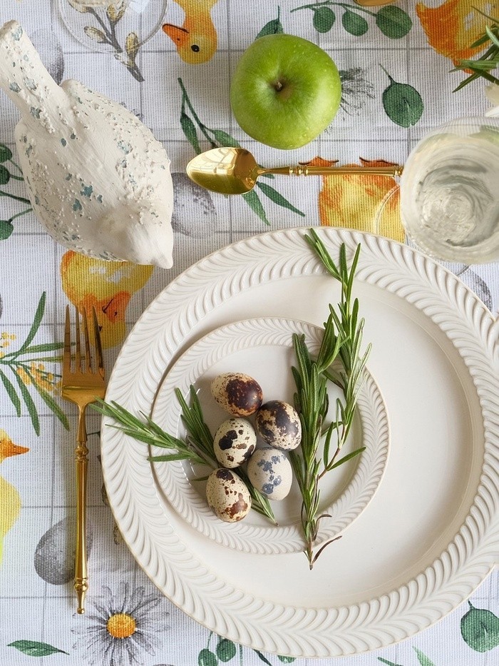 Скатерть Доляна Duckling, 149×250 см, 100% хлопок, рогожка 164 г/м²