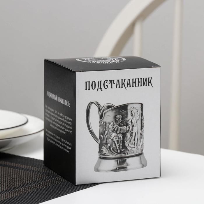 Подстаканник «Глухарь», d=6,1 см, никелированный, с чернением