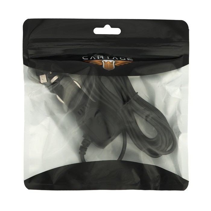 Зарядное устройство Cartage, mini USB, 2 USB 3,4 А, 5 В, провод 3,5 м