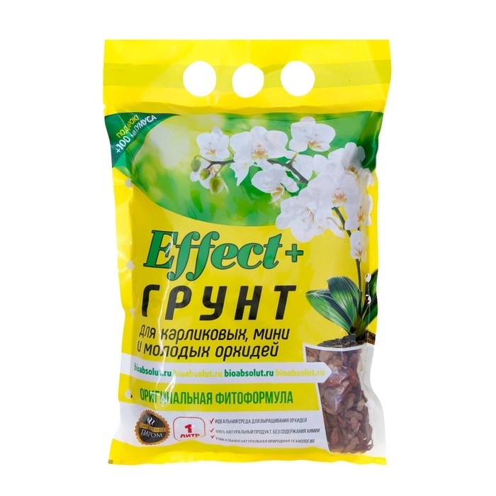 Грунт для мини орхидей Effect+™ + Гумус, 1 л (Цена за 2 шт.)