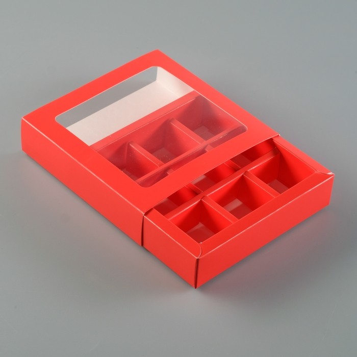 Упаковка для конфет 9 шт.,14.5×14.5×3.5 см, красный (Цена за 5 шт.)