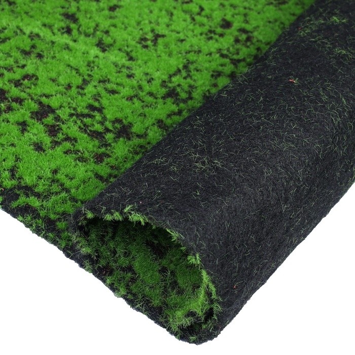 Мох искусственный, декоративный, полотно 1×1 м, зелёный на чёрном, Greengo