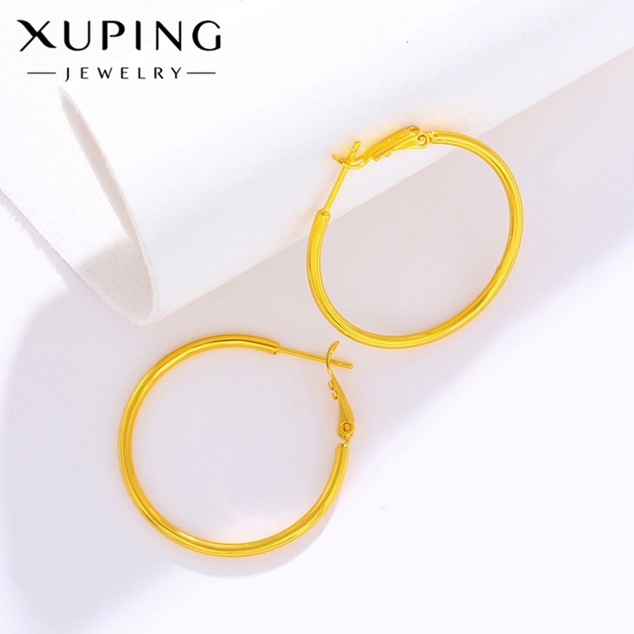 Серьги-кольца XUPING «Классика», d=5.5 см, цвет золото