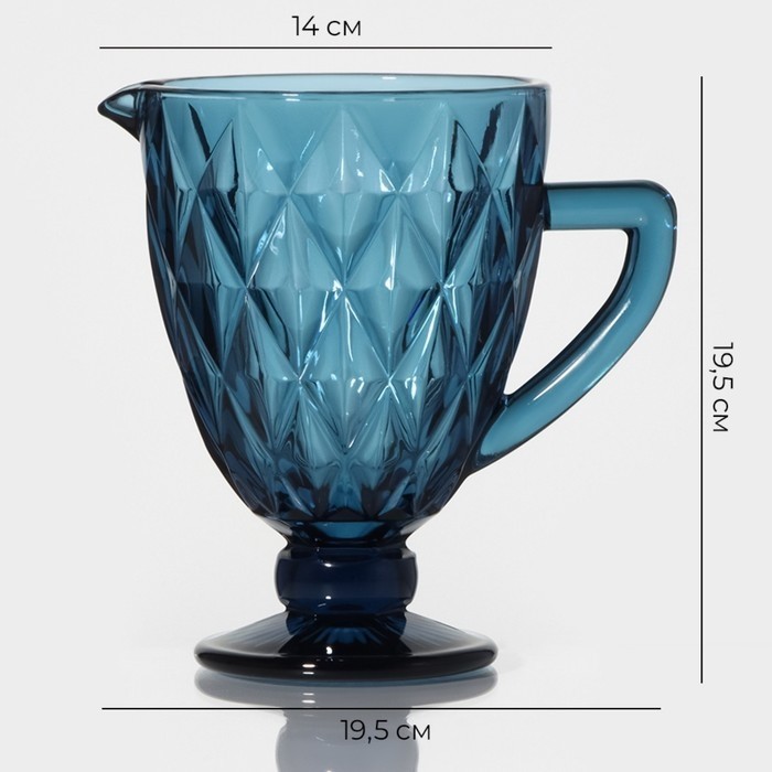 Кувшин для воды Magistro «Круиз», 1.1 л, 14×19.5 см, стекло, синий