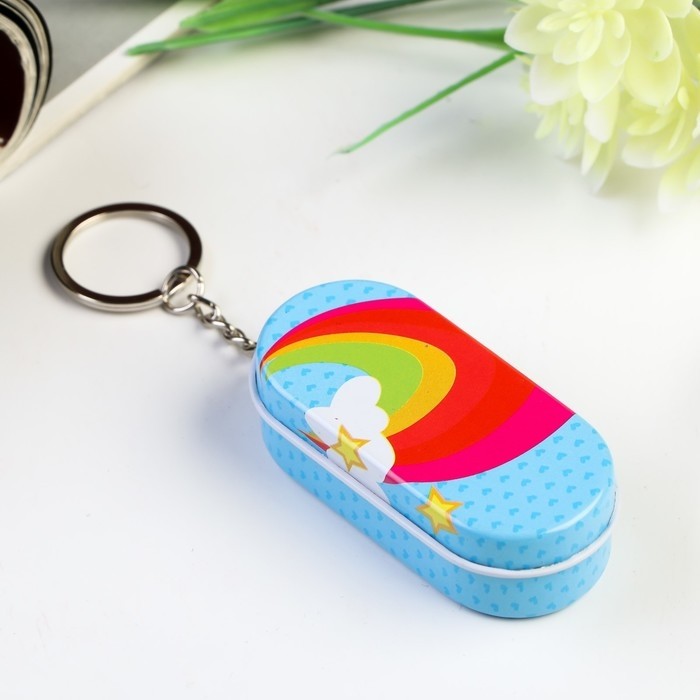 Мини-шкатулка брелок на кольце «Сердечки/Бабочки», 2.1×7×3 см, МИКС (Цена за 12 шт.)