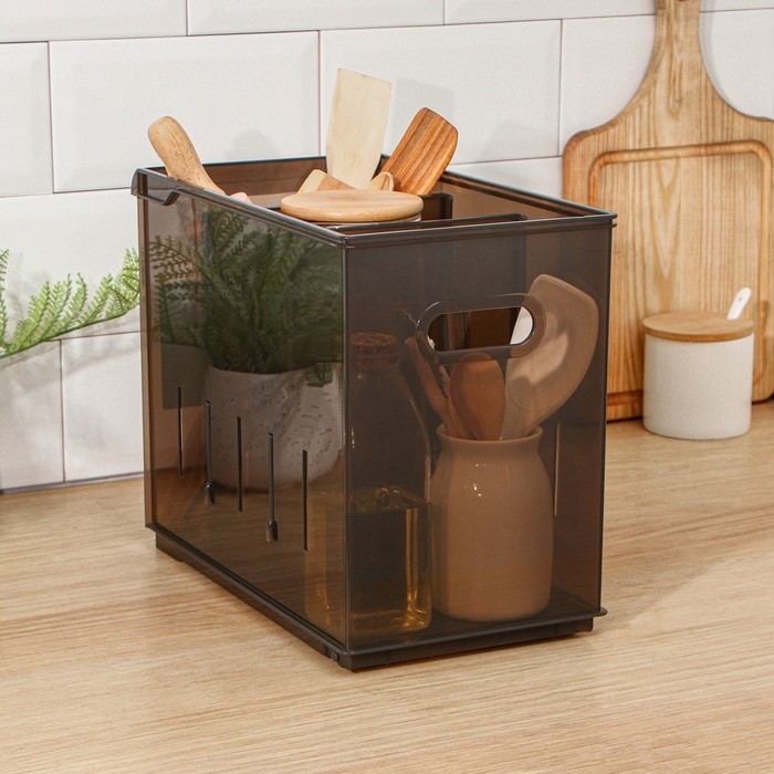 Контейнер для хранения без крышки OPTIMA, 10.6 л, 16.8×30.5×24.2 см, коричневый
