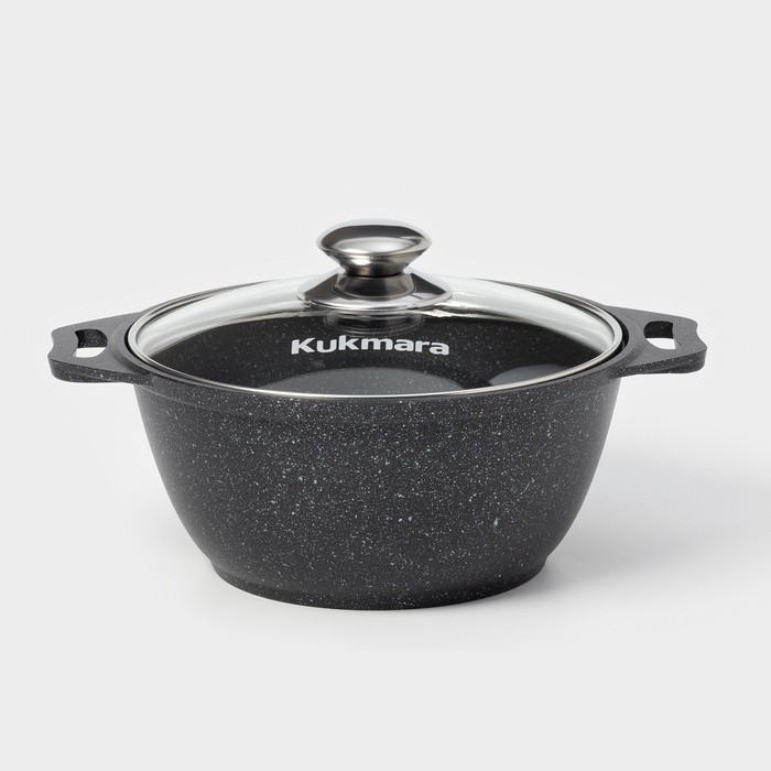Кастрюля KUKMARA, 2 л, d=22 см, h=15.5 см, антипригарное покрытие, литой алюминий, тёмно-серая
